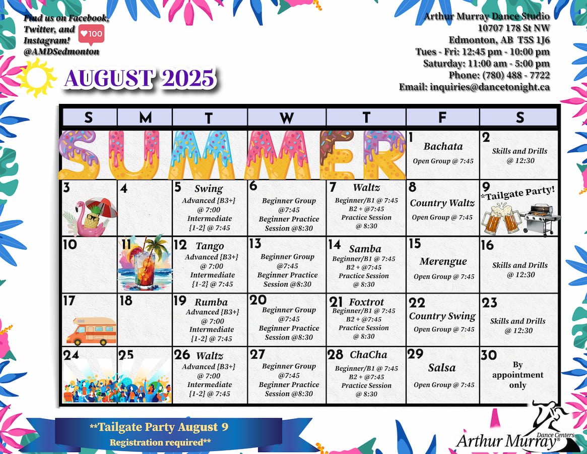 Arthur Murray Edmonton Group Class Calendar